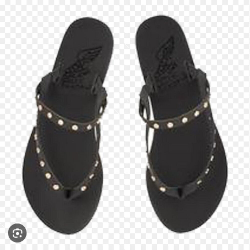 Ancient Greek Sandals Mirsini Nails Black studded flat sandal, Size 42